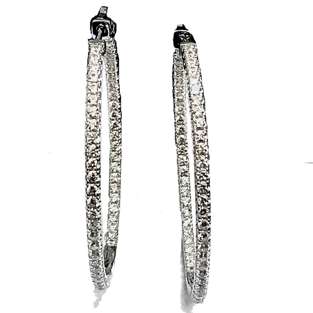 Silver and cubic zirconia huge hoop earrings